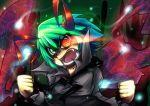  antenna antennae cape compound_eyes epic fangs fireflies glowing glowing_eye glowing_eyes green_eyes green_hair heterochromia short_hair tora_(pixiv) tora_(trampjing) touhou wriggle_nightbug 