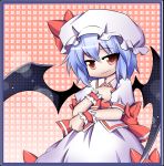  blue_hair fang hat honehone red_eyes remilia_scarlet short_hair touhou wings 