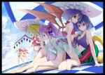  :d alternate_hairstyle ass bad_feet bad_hands barefoot bat_wings beach beach_umbrella bikini blonde_hair blue_eyes blue_hair breasts cleavage double_bun fang flandre_scarlet food front-tie_top fruit gustav_(telomere_na) gusutafu head_wings hong_meiling izayoi_sakuya koakuma long_hair mouth_hold multiple_girls open_mouth patchouli_knowledge ponytail popsicle purple_eyes purple_hair red_eyes red_hair remilia_scarlet see-through short_hair smile stretch sunglasses swimsuit touhou towel twintails umbrella watermelon wings 