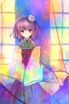 flower hieda_no_akyuu japanese_clothes kimono purple_eyes purple_hair torii_sumi touhou violet_eyes 