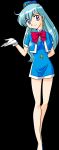  blue_hair legs long_hair miniskirt short_dress stewardess tenjouin_katsura yat_anshin_uchuu_ryokou 