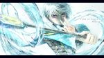 circlet male_focus mikleo_(tales) shiitake_(gensoudou) short_hair silver_hair solo staff tales_of_(series) tales_of_zestiria violet_eyes water 