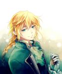  1boy blonde_hair bow braid earrings formal green_eyes jack_vessalius jewelry long_hair pandora_hearts pocket_watch smile solo upper_body watch winniconan 