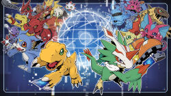  1boy absurdres agnimon agumon agumon_(digimon_savers) armor beak bird black_sclera blonde_hair button_eyes buttons can colored_sclera digimon digimon_(creature) digimon_adventure digimon_adventure_02 digimon_card_game digimon_frontier digimon_ghost_game digimon_liberator digimon_savers digimon_tamers digimon_universe:_appli_monsters digimon_xros_wars digimon_xros_wars:_toki_wo_kakeru_shounen_hunter-tachi dinosaur dragon elizamon feathers gammamon gatchmon ghost ghostmon green_eyes green_feathers guilmon gumdramon highres holding holding_can horns long_hair lopmon official_art pteromon red_armor red_eyes sand sangomon shoemon shoes shoutmon single_horn slit_pupils stitched_mouth stitches sunarizamon talons terriermon trading_card v-mon 