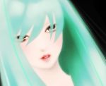  1girl aqua_hair colored_eyelashes eden_(artist) expressionless eyes_visible_through_hair face hair_between_eyes hatsune_miku lips parted_lips pink_lips red_lips solo vocaloid 