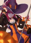  blue_eyes blush dress fate/extra halloween hat lancer_(fate/extra) long_hair pink_hair smile witch 