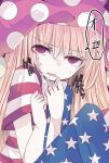  1girl blonde_hair clownpiece long_hair looking_at_viewer nagi_(nagito) open_mouth saliva solo star striped tears touhou violet_eyes 
