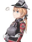 1girl blonde_hair crossed_arms gloves hair_ornament hat kantai_collection long_hair peaked_cap pout prinz_eugen_(kantai_collection) solo twintails uniform upper_body youmak 