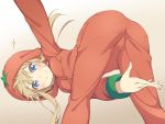  1girl ass blonde_hair blue_eyes from_behind long_hair michairu pajamas pantylines smile solo sparkle tomato_costume toshinou_kyouko yuru_yuri 