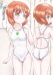  1girl ass breasts competition_swimsuit girls_und_panzer hidaka_medaka highres looking_back nishizumi_miho one-piece_swimsuit school_uniform short_hair swimsuit 