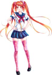  blush long_hair orange_eyes orange_hair osana_najimi school_uniform socks tsundere yandere_simulator 