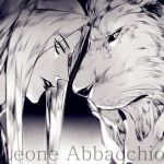  1boy character_name greyscale jojo_no_kimyou_na_bouken leone_abbachio lion lowres monochrome profile rena_(renasight) 