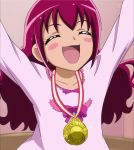  1girl closed_eyes female highres hoshizora_miyuki long_hair maroon_hair medal pajamas precure screencap smile_precure! solo 