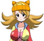  1girl beanie blue_eyes hat koutarosu mallow_(pokemon) pokemon pokemon_expo_gym solo 