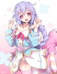  1girl blush braid choujigen_game_neptune cowboy_shot hair_ornament long_hair looking_at_viewer neptune_(series) panties purple_hair pururut ripe.c sketch solo thigh-highs underwear very_long_hair violet_eyes 