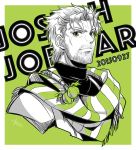 1boy beard character_name dated facial_hair green_eyes jojo_no_kimyou_na_bouken joseph_joestar_(young) limited_palette male_focus redby623 scarf signature solo turtleneck upper_body 