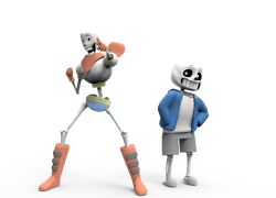 2015 2boys 3d armor black_shorts blue_jacket blue_shorts boots brothers cape clenched_hand commentary digital_media duo english_commentary full_body gloves grey_hood grey_slippers hands_in_pockets height_difference highres hollow_eyes hood hood_down hooded_jacket humanoid jacket keyshot_(medium) legs_apart long_sleeves male male_focus male_only mikumikudance_(medium) monster monster_boy multiple_boys open_clothes open_jacket papyrus_(undertale) pointing pointing_forward red_boots red_cape red_gloves sans_(undertale) shirt shorts siblings side-by-side simple_background single_vertical_stripe skeleton slippers standing striped_clothes striped_shorts teeth transparent_background undead undertale utdr_(toby_fox) vertical-striped_clothes vertical-striped_shorts vgdcmario white_armor white_shirt white_stripes