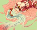  1girl an_liel flower jewelry lailah_(tales) long_hair long_ponytail lying matsuki_miyu necklace sleeping tales_of_(series) tales_of_zestiria tiara very_long_hair white_hair 