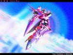  clouds cypher_(virtual_on) flying highres mecha mizza no_humans sky virtual_on 