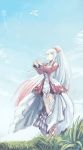  dress lailah_(tales) long_hair sky smile solo tales_of_(series) tales_of_zestiria very_long_hair white_hair zinnkousai3850 