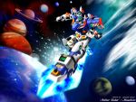  mecha mizza no_humans planet space surfing sword temjin virtual_on weapon 