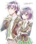  1boy 1girl brother_and_sister joukamachi_no_dandelion necktie purple_hair sakurada_kanade sakurada_shuu school_uniform shinoasa short_hair siblings skirt twins 
