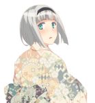  1girl akage anna_nishikinomiya blue_eyes blush hairband japanese_clothes kimono looking_back matsuki_miyu open_mouth shimoneta_to_iu_gainen_ga_sonzai_shinai_taikutsu_na_sekai short_hair silver_hair solo tears unmoving_pattern upper_body 