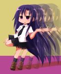  1girl black_legwear commentary_request goshiki_agiri kill_me_baby necktie purple_hair shishinon solo violet_eyes 