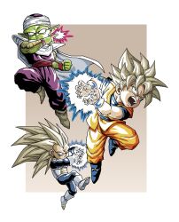  3boys armor aura blonde_hair blue_bodysuit blue_footwear blue_shirt bodysuit boots brown_background cape chibi colored_skin dougi dragon_ball dragon_ball_daima full_body galick_gun green_eyes green_skin group_picture kamehameha_(dragon_ball) long_hair makankousappou male_focus medium_hair multiple_boys n_(n14542698) no_eyebrows orange_pants orange_tunic pants piccolo pointy_ears powering_up purple_pants purple_shirt saiyan_armor shirt simple_background son_goku spiky_hair super_saiyan super_saiyan_1 super_saiyan_3 tunic vegeta white_armor white_background white_cape white_footwear 