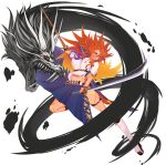  1girl belt breasts dragon kagemitsu_ryuuko multicolored_hair orange_hair scar school_uniform shinken!! skirt solo 
