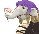  1girl animalization blonde_hair elephant flower gradient_hair hijiri_byakuren long_hair multicolored_hair onikobe_rin purple_hair smile solo touhou 