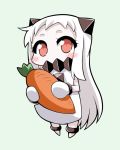  1girl ankle_cuffs blush_stickers carrot colored commentary covering_mouth horns kantai_collection long_hair looking_up northern_ocean_hime orange_eyes shinkaisei-kan solo very_long_hair yamato_nadeshiko 