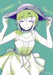  1girl alpha_(yukai_na_nakamatachi) closed_eyes dress hat highres idolmaster kikuchi_makoto short_hair smile solo sundress 