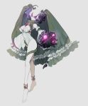  1girl anklet barefoot black_gloves blue_rose breasts cleavage detached_sleeves flower full_body gloves hair_flower hair_ornament jewelry kz_609 mask personification pokemon red_eyes rose roserade vines white_hair 