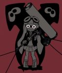  1girl domino_mask goggles goggles_on_head inkling long_hair mask necktie paint_roller repikinoko school_uniform skirt smile solo splatoon squid tentacle_hair 