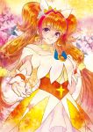  1girl amanogawa_kirara artist_request blush cure_twinkle dress female gloves go!_princess_precure long_hair magical_girl orange_hair precure purple_eyes ribbon smile solo source_request twintails 