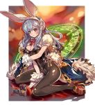  1girl animal_ears blue_hair bunny_tail bunnysuit gloves granblue_fantasy haku_(sabosoda) highres long_hair pantyhose puffy_sleeves rabbit_ears tail therese_(granblue_fantasy) violet_eyes 