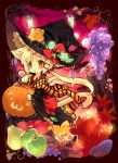  1girl animal_ears apple blush candy food fruit furry grapes hat kishibe leaf solo tail witch_hat 