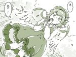  1girl animal_ears dress hat long_sleeves mitsumoto_jouji monochrome mystia_lorelei short_hair solo touhou translation_request wings 