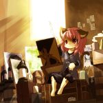  1girl animal_ears furry kishibe pink_eyes pink_hair sitting solo 