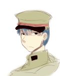  1boy black_eyes blue_hair hat highres kantai_collection karakure_(kamo-nanban) looking_at_viewer military military_police military_uniform original peaked_cap short_hair solo uniform 