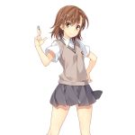  blush brown_eyes brown_hair misaka_mikoto seifuku short_hair to_aru_majutsu_no_index 