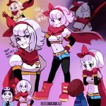 2015 2girls androgynous artist_name black_eyes blue_(hopebiscuit) boots frisk_(undertale) genderswap gloves grin midriff multiple_girls pantyhose papyrus_(undertale) personification sans scarf short_hair shorts smile striped striped_sweater sweater tagme undertale white_hair 
