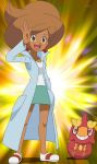  1girl axew brown_hair cute iris_(pokemon) pokemon smile 