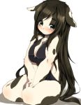  1girl animal_ears azuki_akizuki blush breasts cow_ears cow_girl furry long_hair original simple_background sitting solo very_long_hair 