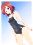  1girl absurdres arena_(company) competition_school_swimsuit highres love_live!_school_idol_project nishikino_maki redhead school_swimsuit short_hair standing swimsuit tennouji_masamichi violet_eyes 