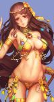  1girl breasts brown_hair cleavage jewelry long_hair looking_at_viewer official_art red_eyes solo 