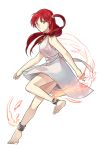  1girl ankle_cuffs anklet bare_legs barefoot dress feet fire jewelry magi_the_labyrinth_of_magic morgiana necklace red_eyes redhead white_dress 