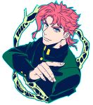  1boy green_eyes hierophant_green jojo_no_kimyou_na_bouken kakyouin_noriaki kbs redhead solo stand_(jojo) tentacles 