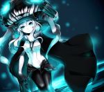  1girl absurdres blue_eyes bodysuit cape chizuru_(ambient) dutch_angle expressionless glowing glowing_eyes headgear highres kantai_collection shinkaisei-kan tentacles white_hair wo-class_aircraft_carrier 